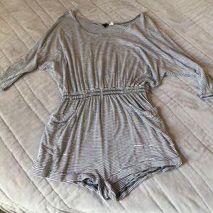 Striped romper with pockets